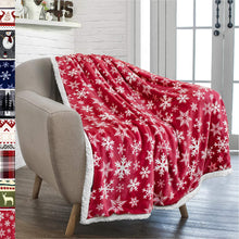 Lade das Bild in den Galerie-Viewer, Blanket Red and Black Plaid Flannel Woolen Blanket Christmas
