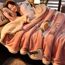 Lade das Bild in den Galerie-Viewer, Duplex Felt Quilt Winter Thicken Thermal Coral Fleece Nap Blanket Flange Sofa Cover Single
