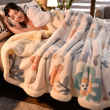 Lade das Bild in den Galerie-Viewer, Duplex Felt Quilt Winter Thicken Thermal Coral Fleece Nap Blanket Flange Sofa Cover Single
