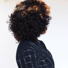 Load image into Gallery viewer, Women Wig Black T Brown Afro Small Curly Hair Short W102
