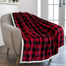 Lade das Bild in den Galerie-Viewer, Blanket Red and Black Plaid Flannel Woolen Blanket Christmas
