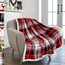 Lade das Bild in den Galerie-Viewer, Blanket Red and Black Plaid Flannel Woolen Blanket Christmas

