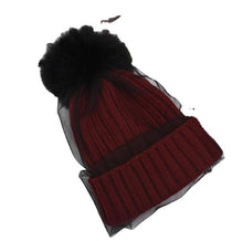 Lade das Bild in den Galerie-Viewer, Warm Winter Knit Beanie Hats Winter  Fox Fur Ball Lace Versatile Unisex
