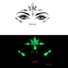 Load image into Gallery viewer, 3pcs EDM Face Stick-on Crystals Halloween Luminous Face Pasters
