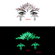Load image into Gallery viewer, 3pcs EDM Face Stick-on Crystals Halloween Luminous Face Pasters
