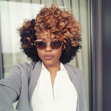 Load image into Gallery viewer, Women Wig Black T Brown Afro Small Curly Hair Short W102
