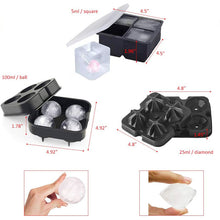 Load image into Gallery viewer, Silicone Mold 4-Piece Ice Tray Set 4 Square 4 Ball 4 Diamond Ice Cubes Mold Silicone
