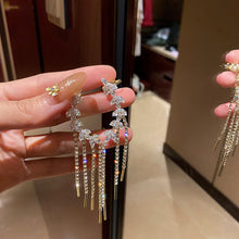 Load image into Gallery viewer, Vintage Women&#39;s Earrings 925 Silver Needle Olive Twig Earrings One-Piece Ear Clip Diamond-Embedded Tassel
