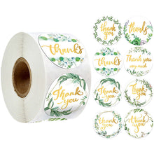 Load image into Gallery viewer, 3x500pcs Xmas Christmas Stickers Decoration Roll Labels 8 Kinds of Flower Bronzing Thank You Thank You
