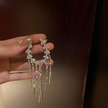 Load image into Gallery viewer, Vintage Women&#39;s Earrings 925 Silver Needle Olive Twig Earrings One-Piece Ear Clip Diamond-Embedded Tassel
