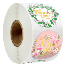 Load image into Gallery viewer, 3*500pcs Xmas Christmas Stickers Roll Labels 8 Kinds of Flower Bronzing Thank You Thank You
