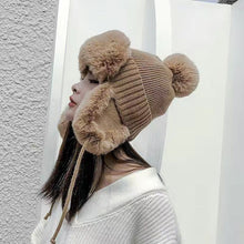 Load image into Gallery viewer, Warm Winter Knit Beanie Hats Wool Women Cold Protection in Winter Earflaps Thickened Windproof Unisex
