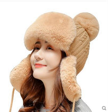 Load image into Gallery viewer, Warm Winter Knit Beanie Hats Wool Women Cold Protection in Winter Earflaps Thickened Windproof Unisex
