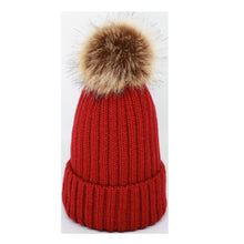 Load image into Gallery viewer, Warm Winter Knit Beanie Hats Autumn  Wool Solid Color Fur Ball European and American Thickened Unisex
