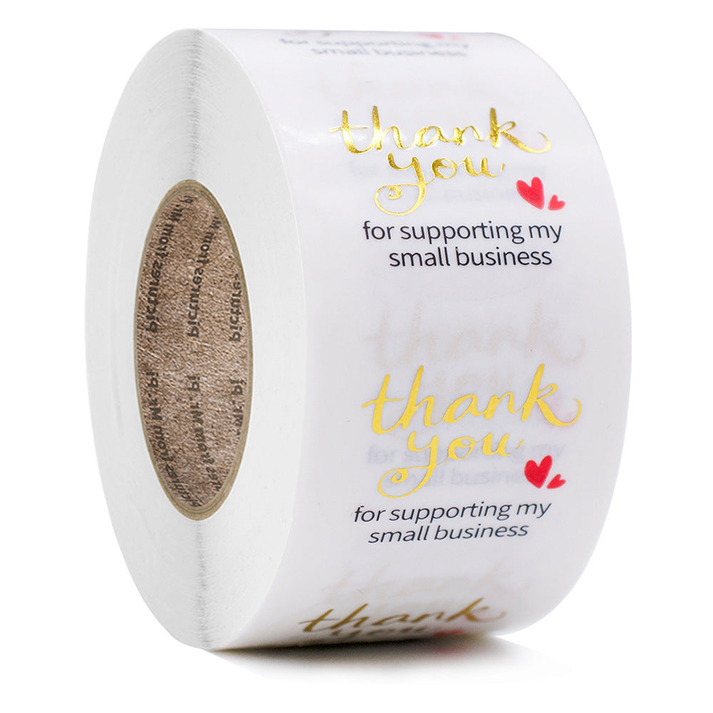 2x500pcs Xmas Christmas Stickers Roll Label Transparent Face Stamping Thank You for Business