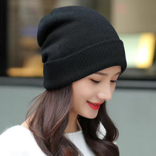 Lade das Bild in den Galerie-Viewer, Warm Winter Knit Beanie Hats Hat Women's Autumn Versatile Korean Style Trendy Fashion British Double Layer Unisex

