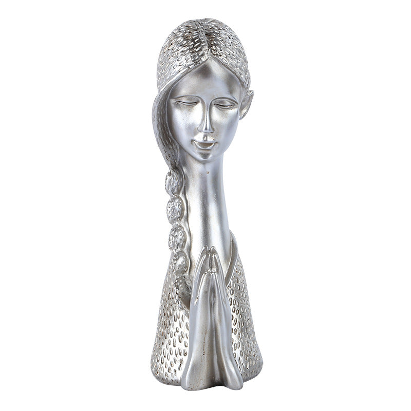 33cm Half-Length Girl Resin Craft Ornament for Living Room Home Decorations