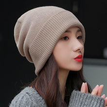 Lade das Bild in den Galerie-Viewer, Warm Winter Knit Beanie Hats Hat Women's Autumn Versatile Korean Style Trendy Fashion British Double Layer Unisex
