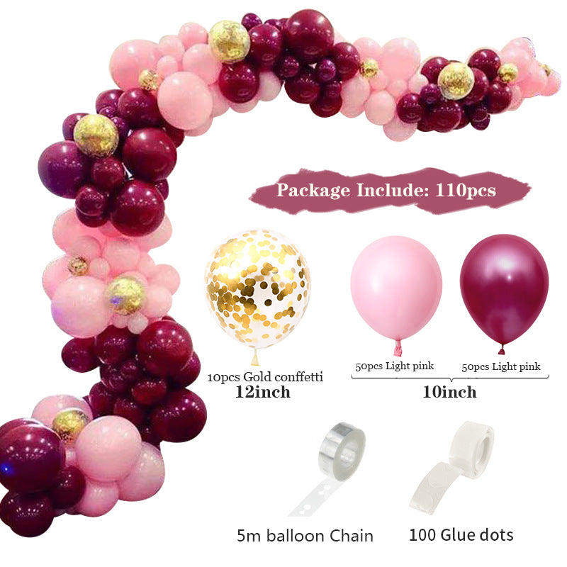 110PCs Wine Red Balloon Chain Set Birthday Party Wedding Decoration
