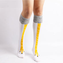 Load image into Gallery viewer, 2PCs Trendy Printed Adult Women&#39;s Cotton Socks Long/Mid-Calf Stockings Multi-Color Printed Chicken Feet
