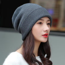 Lade das Bild in den Galerie-Viewer, Warm Winter Knit Beanie Hats Hat Women's Autumn Versatile Korean Style Trendy Fashion British Double Layer Unisex
