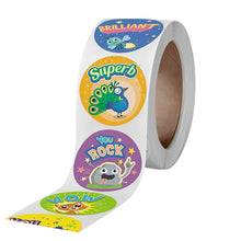 Load image into Gallery viewer, 2x500pcs Xmas Christmas Stickers Roll Label School Season Stationery Encourage Reward Dinosaur Peacock Honey Peak Animal Toy
