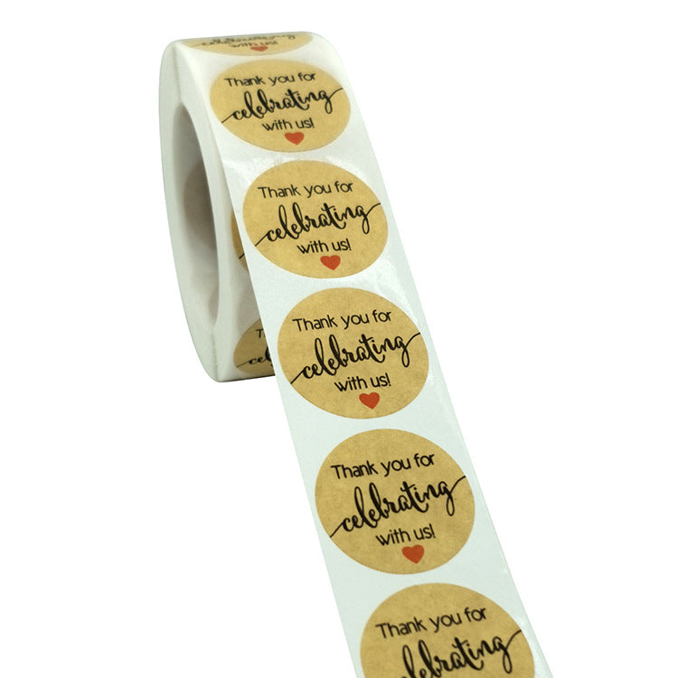 2x500pcs Christmas Xmas Thank You for Celebration with Us Valentine's Day Sticker Thank You Label tape