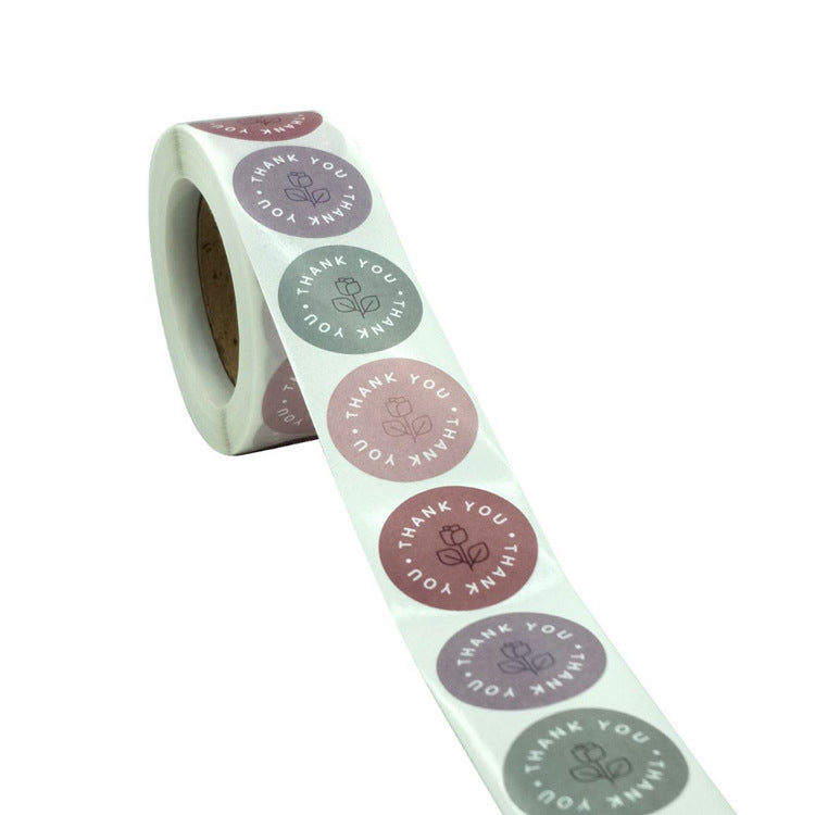 2x500pcs Christmas Xmas 4 Colors Rose Flower Thank You Sticker Fresh Gift Label tape