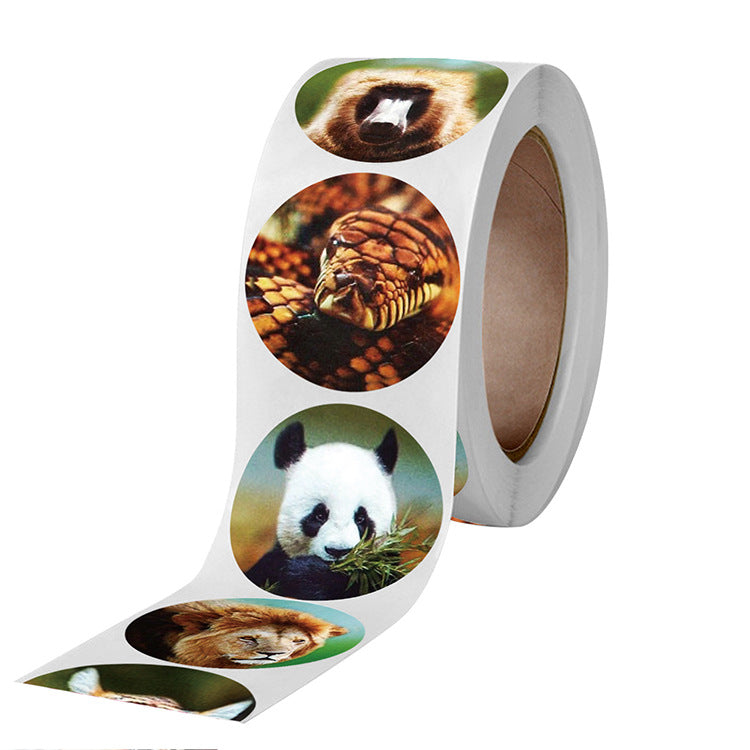 2x500pcs Xmas Christmas Stickers Roll Label Stationery Encourage Reward Long Strength Elephant Panda Lion Animal Toy