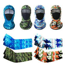 Load image into Gallery viewer, 1 Pair of Sleeves 1 Head Cover Summer Ice Silk Face Mask for Outdoor Cycling
