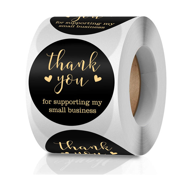 2x500pcs Christmas Xmas Black Gold Thank You for Business Gift Festival Label Sticker tape