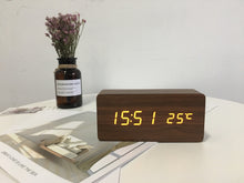 Load image into Gallery viewer, Smart Multi-Function Alarm Clock LED Display Luminous Temperature Dual Display Alarm Clock USB Wooden Clock
