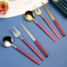 Lade das Bild in den Galerie-Viewer, 304 Stainless Steel Flatware Sets 3PCs Travel Student Portable Tableware Lunch Box Fork Spoon and Chopsticks
