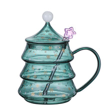 Lade das Bild in den Galerie-Viewer, Xmax Christmas Cup Gift New Year Creative Gift Tree Glass Heat and Drop Resistant Borosilicate with Lid
