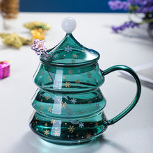 Lade das Bild in den Galerie-Viewer, Xmax Christmas Cup Gift New Year Creative Gift Tree Glass Heat and Drop Resistant Borosilicate with Lid
