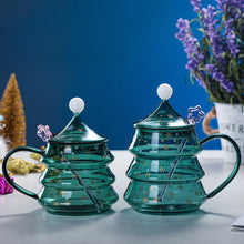 Lade das Bild in den Galerie-Viewer, Xmax Christmas Cup Gift New Year Creative Gift Tree Glass Heat and Drop Resistant Borosilicate with Lid
