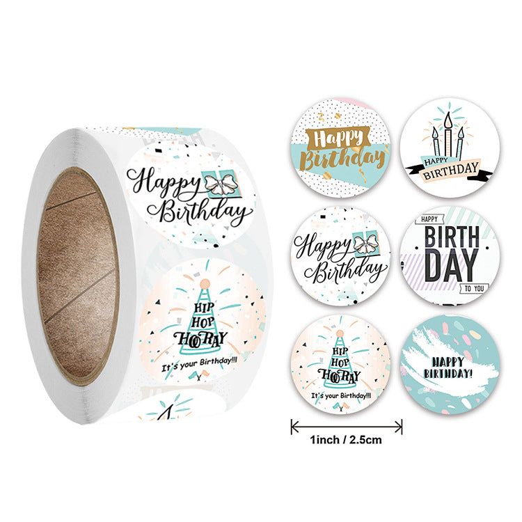 3x500pcs Xmas Christmas Stickers Roll Label 6 Kinds of Happy Birthday Birthday Gift Thanks
