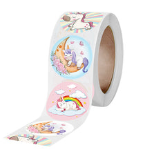 Load image into Gallery viewer, 3x500pcs Xmas Christmas Stickers Roll Label 4 Kinds of Rainbow Unicorn Thank You Sealing Gift Decoration
