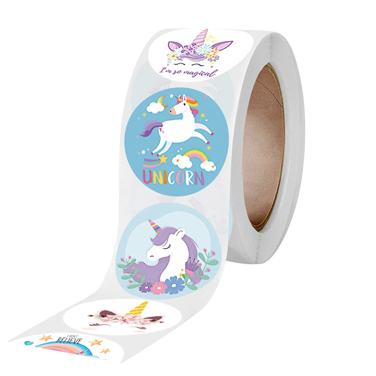 3x500pcs Xmas Christmas Stickers Roll Label 6 Kinds of Unicorn Thank You Sealing Decoration Gift