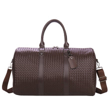 Lade das Bild in den Galerie-Viewer, Backpack European and American Fashion Woven Portable Travel Bag Large Capacity Soft Leather PU Luggage Bag Business Trip Travel Boarding Bag Gym Bag
