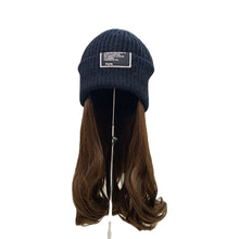 Load image into Gallery viewer, Warm Winter Knit Beanie Hats Purple Korean Style All-Match Invisible Removable Hat Wig Unisex
