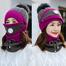 Load image into Gallery viewer, Warm Winter Knit Beanie Hats Breather Valve Mask Women's Fleece-Lined Thickened Earflaps Unisex
