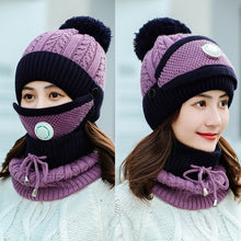 Load image into Gallery viewer, Warm Winter Knit Beanie Hats Breather Valve Mask Women's Fleece-Lined Thickened Earflaps Unisex
