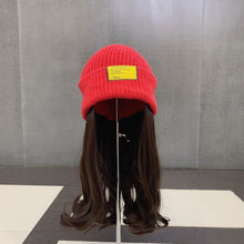 Load image into Gallery viewer, Warm Winter Knit Beanie Hats Purple Korean Style All-Match Invisible Removable Hat Wig Unisex
