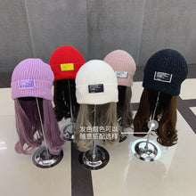 Load image into Gallery viewer, Warm Winter Knit Beanie Hats Purple Korean Style All-Match Invisible Removable Hat Wig Unisex
