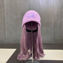 Load image into Gallery viewer, Warm Winter Knit Beanie Hats Purple Korean Style All-Match Invisible Removable Hat Wig Unisex
