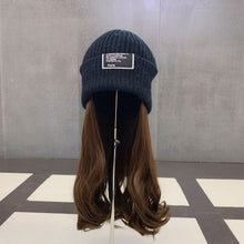 Load image into Gallery viewer, Warm Winter Knit Beanie Hats Purple Korean Style All-Match Invisible Removable Hat Wig Unisex
