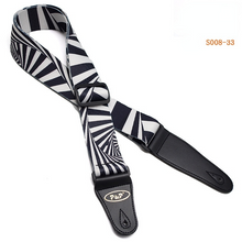 Load image into Gallery viewer, Printed Super Thick Super Soft Black and White Thermal Transfer Folk Electric Guitar Strap
