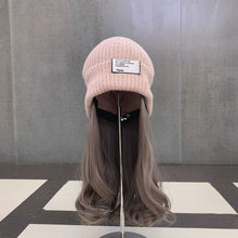 Load image into Gallery viewer, Warm Winter Knit Beanie Hats Purple Korean Style All-Match Invisible Removable Hat Wig Unisex
