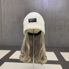 Load image into Gallery viewer, Warm Winter Knit Beanie Hats Purple Korean Style All-Match Invisible Removable Hat Wig Unisex
